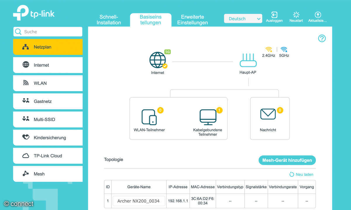 TP-Link Archer NX200 5G CPE Router: Screenshot