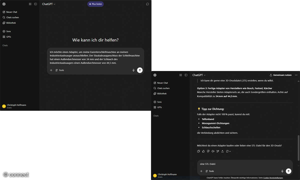 Workshop: 3D-Modelle mithilfe von KI konstruieren - Screensnhot 1-2 ChatGPT