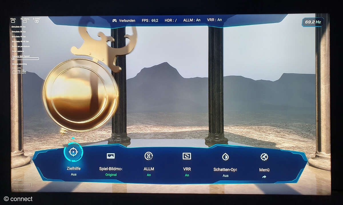 VRR in Aktion, im G-Sync-compatible-Modus.
