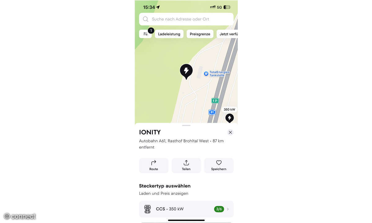 Ladenetztest 2025: Elektromobilitäts-Provider (EMP) im Test: Screenshot Plugsurfing