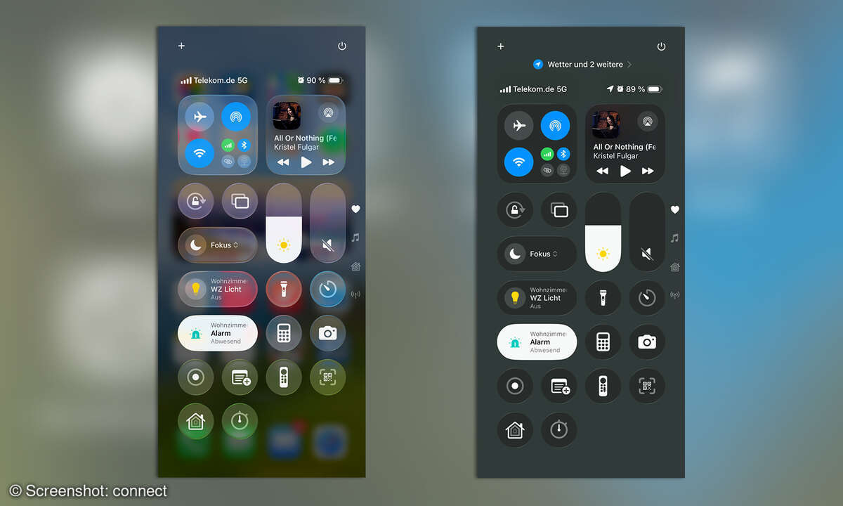 iOS 26 Liquid Glass Transparenz reduzieren