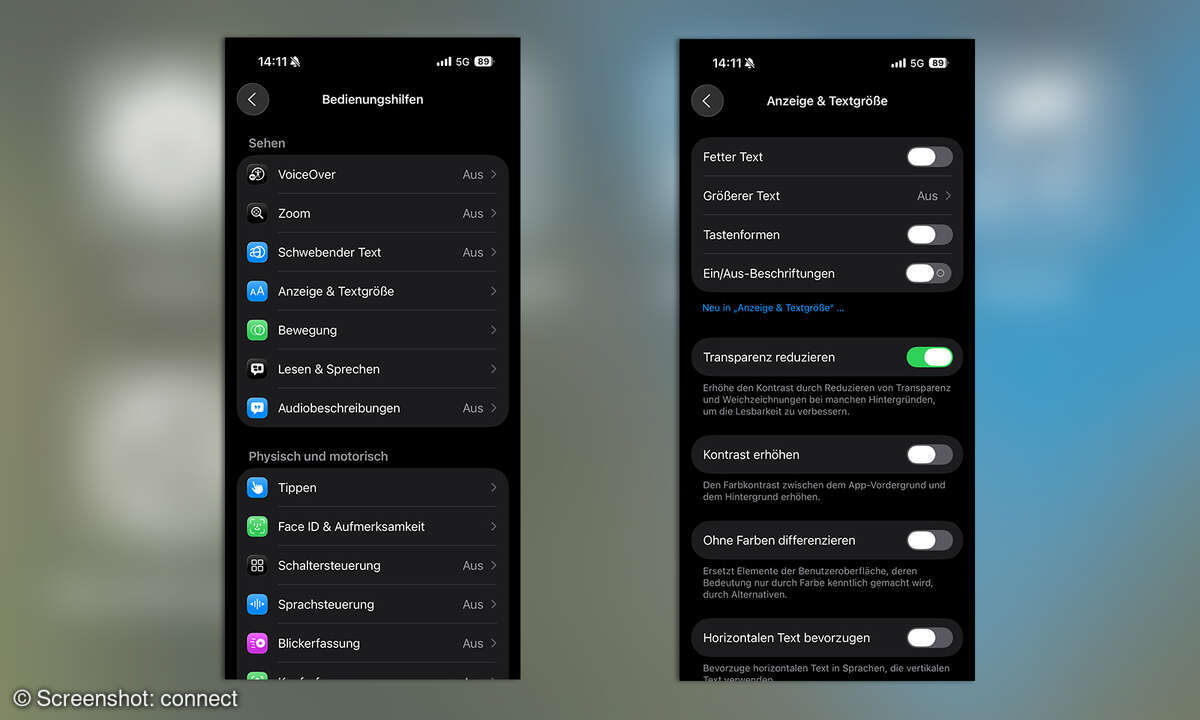iOS 26 Einstellungen Bedienungshilfen