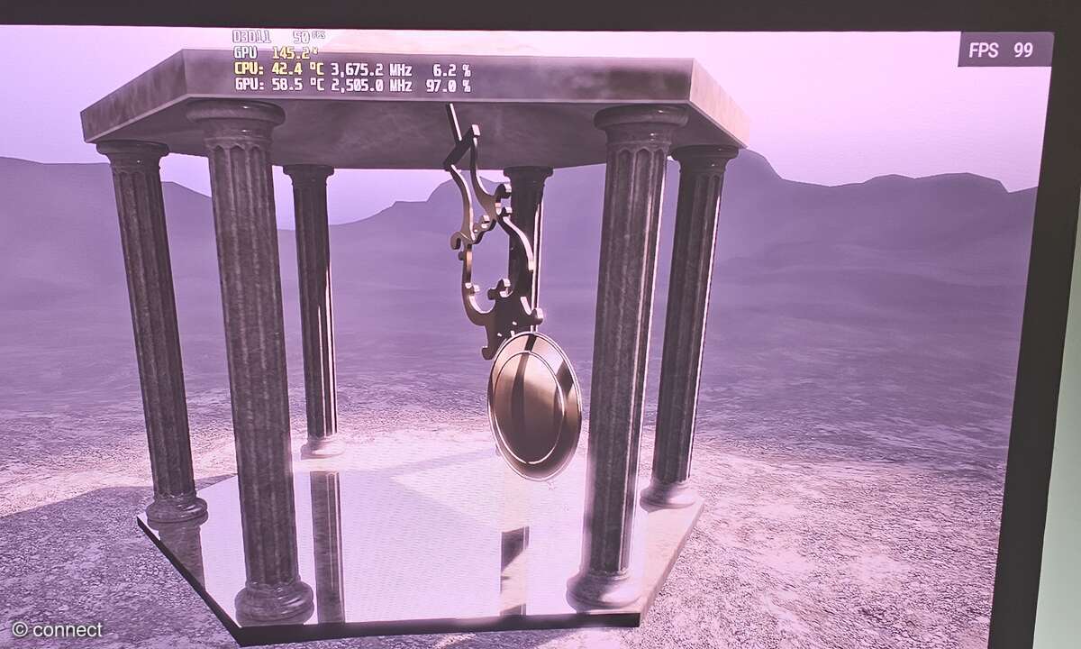 Nvidias Pendeldemo bei simulierten 50fps. Ein 