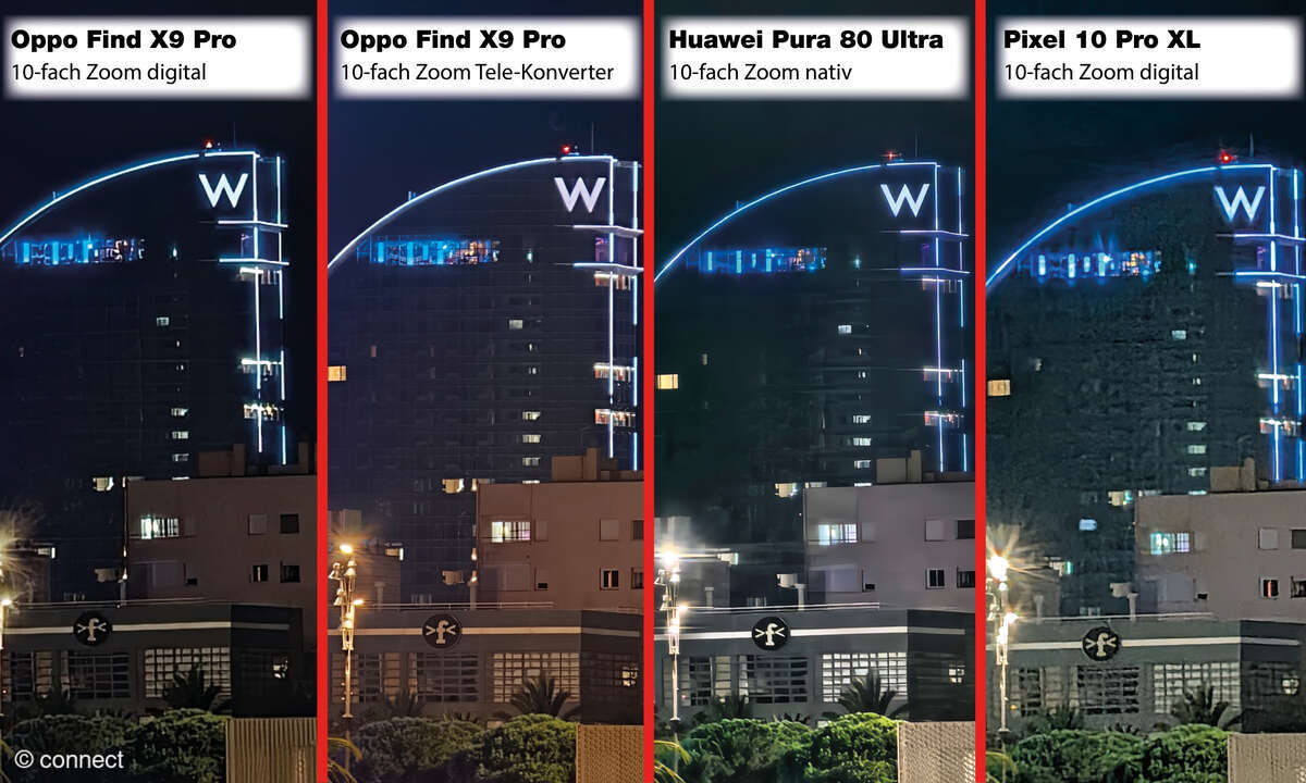 Oppo Find X9 Pro Tele-Konverter Bildvergleich 10x-Zoom Nacht