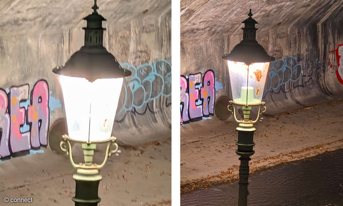 Google Pixel 10 Pro versus Vivo X300 Pro Fotovergleich Tele Straßenbeleuchtung