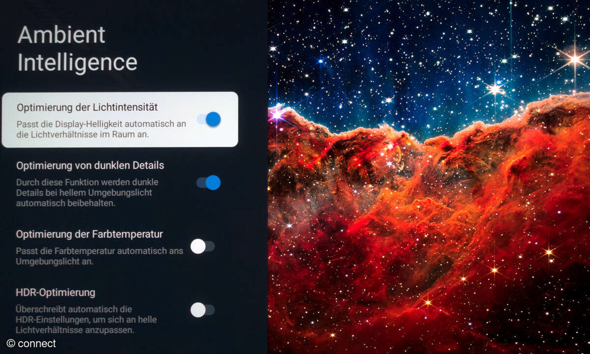 Philips 65OLED810 im Test: Screenshot Raumlichtsensor