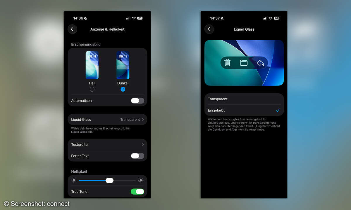 iOS 26.1 Liquid Glass Einstelllung