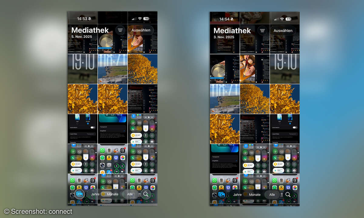 iOS 26.1 Liquid Glass Effekt
