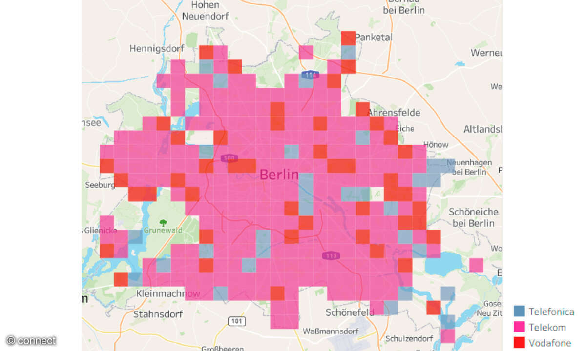 Mobilfunknetztest 2026: Kachel-Karte Empfang Berlin