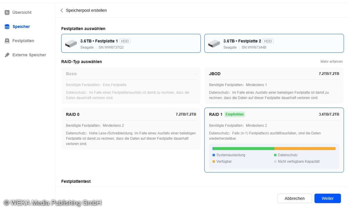 Das System erklärt alle Konfigurationsmöglichkeiten, von der Auswahl der Platten bis zur Entscheidung für das bevorzugte Dateisystem.