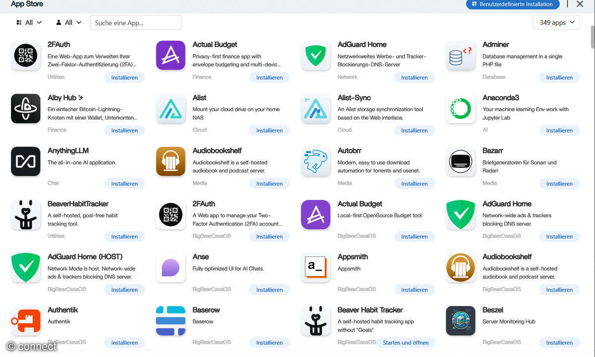 Self-Hosting-Lösungen: Screenshot CasaOS