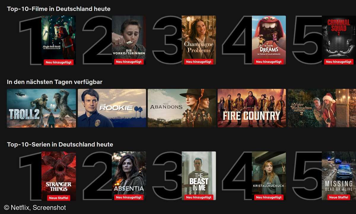 Die aktuellen Top 10 auf Netflix.