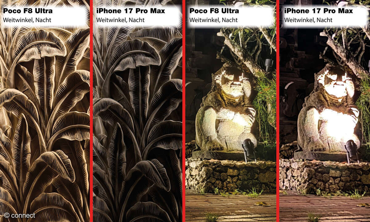 Bildvergleich Poco F8 Ultra vs iPhone 17 Pro Max Nacht