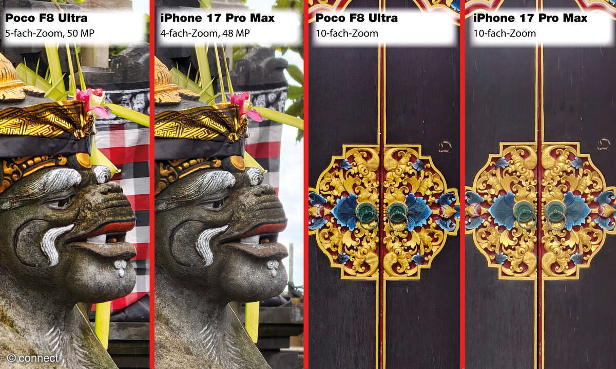 bildvergleich poco f8 ultra vs iphone 17 pro max telekamera zoom