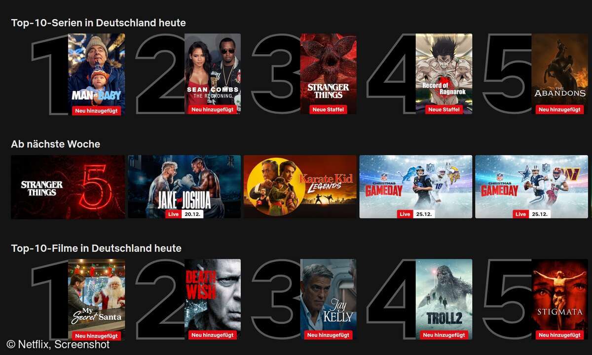 Die aktuellen Top 10 auf Netflix.