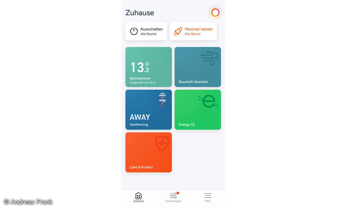 Tado Smartes Heizkörperthermostat X im Test: Screenshot App
