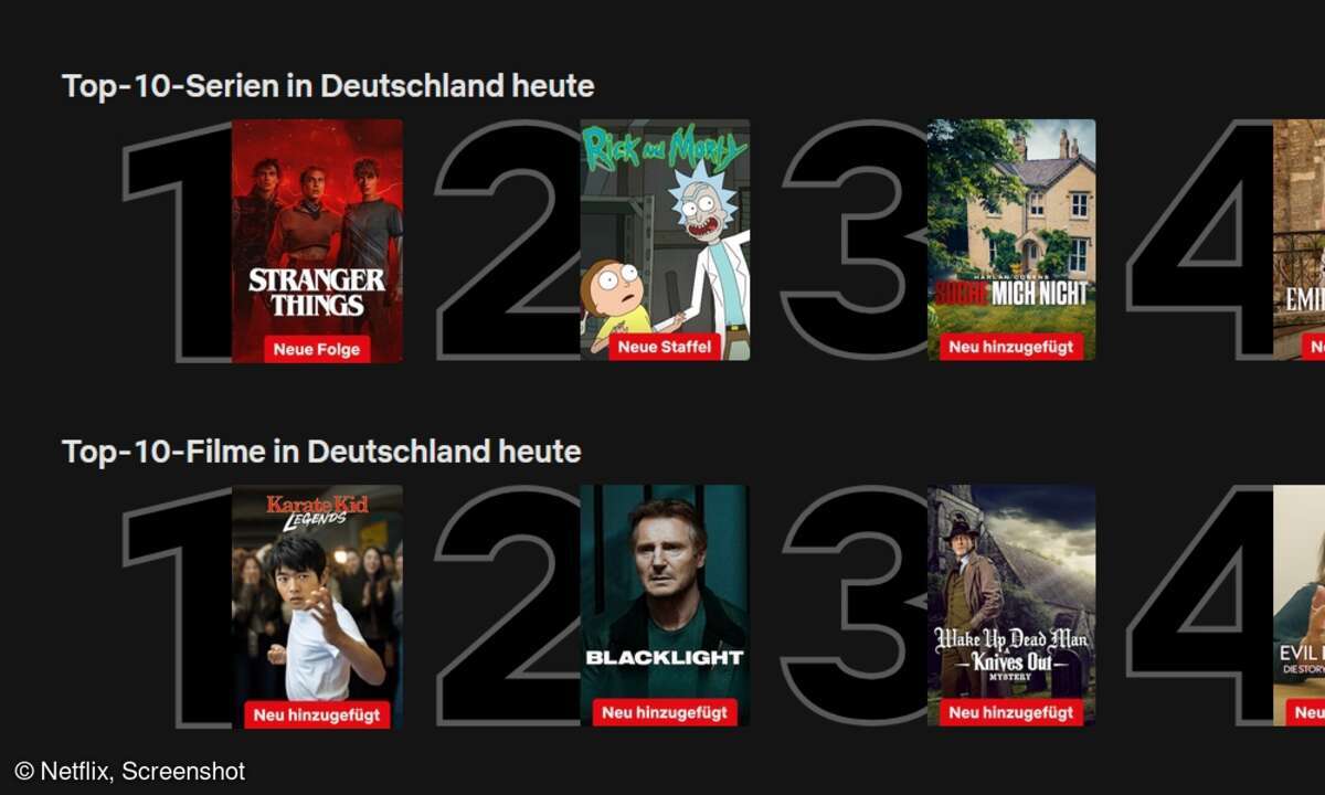Die aktuellen Top 10 auf Netflix im neuen Jahr.