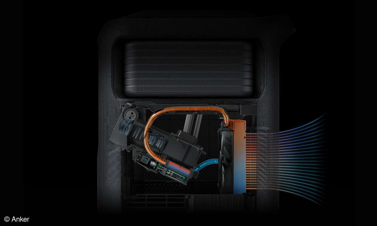 Die nach oben gerichtete Projektionseinheit mit rückwärtiger Ablüftung.