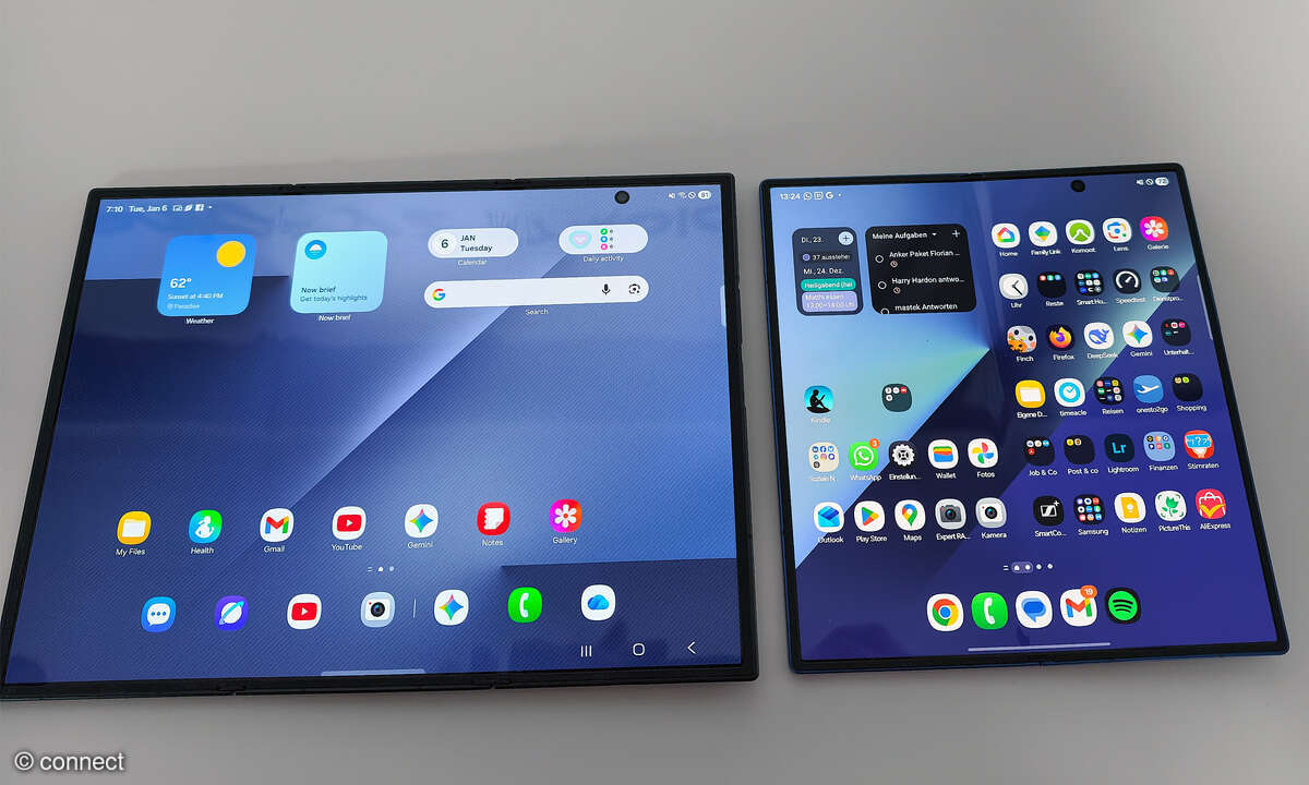 Samsung Galaxy TriFold Hands-on Vergleich Fold 7 aufgeklappt