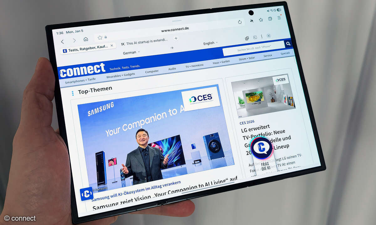 Samsung GalaxyTrifold Hands-on Display aufgeklappt