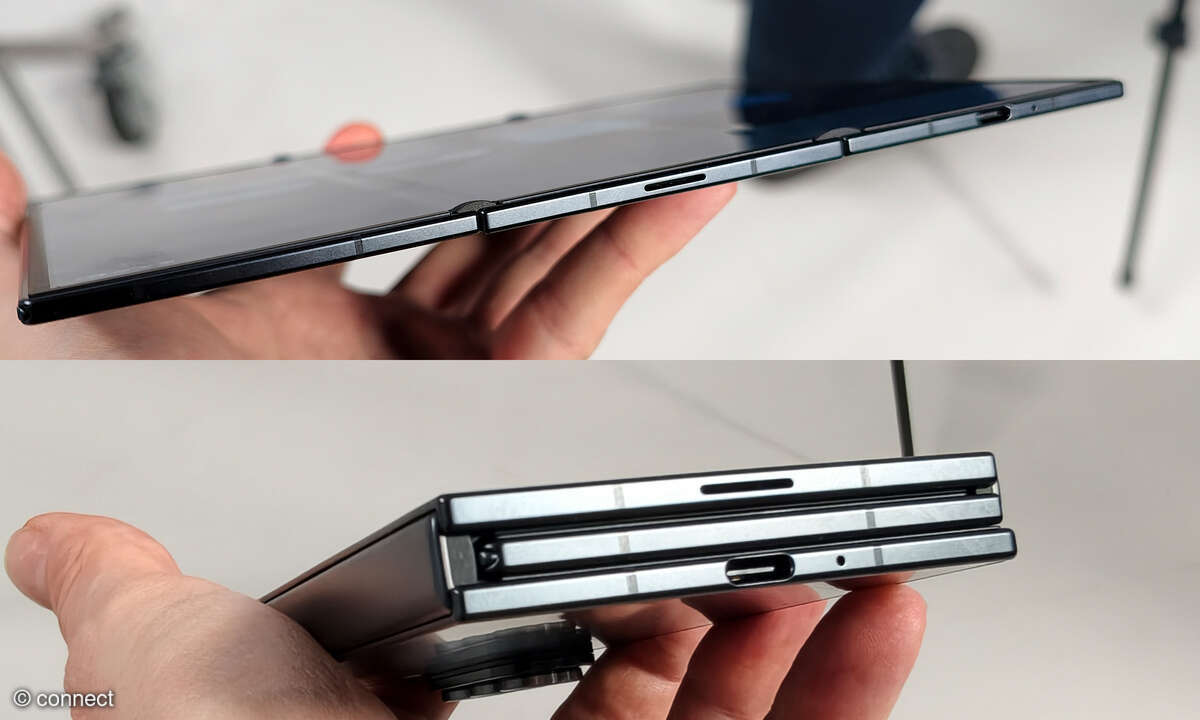 Samsung Galaxy Trifold hands-on auf- und zugeklappt