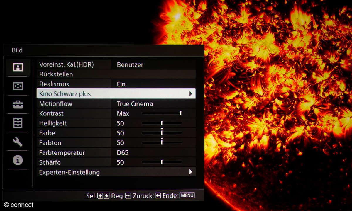 Sony VPL-XW5100ES im Test: Screenshot Bildverarbeitung