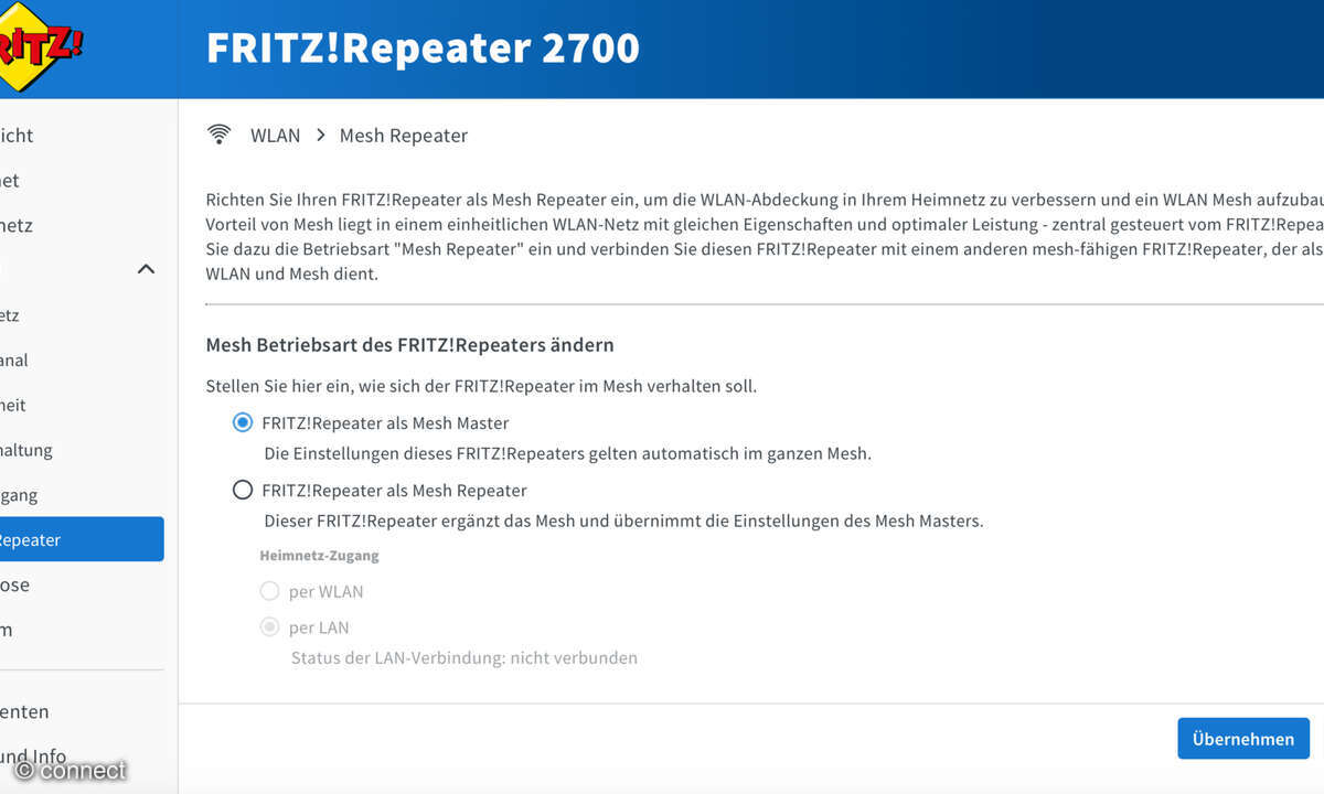 Fritz!Repeater 1700 und 2700 im Test: Screenshot Mesh-Master