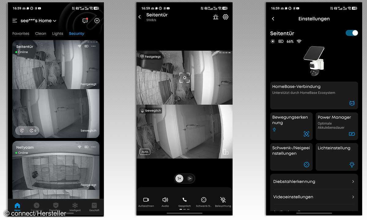 EufyCam S4 Test Screenshots Hauptmenü 