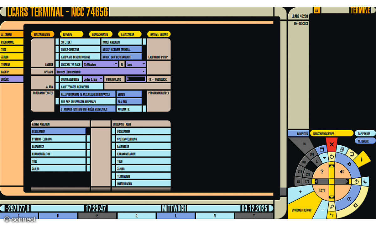 Windows der Zukunft: Screenshot LCARS Terminal