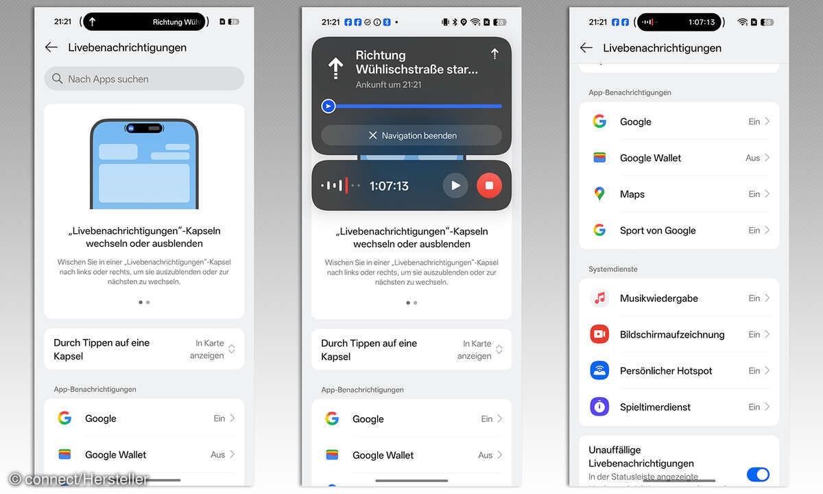 Oppo Find X9 Pro Test Screenshots Livebenachrichtigungen
