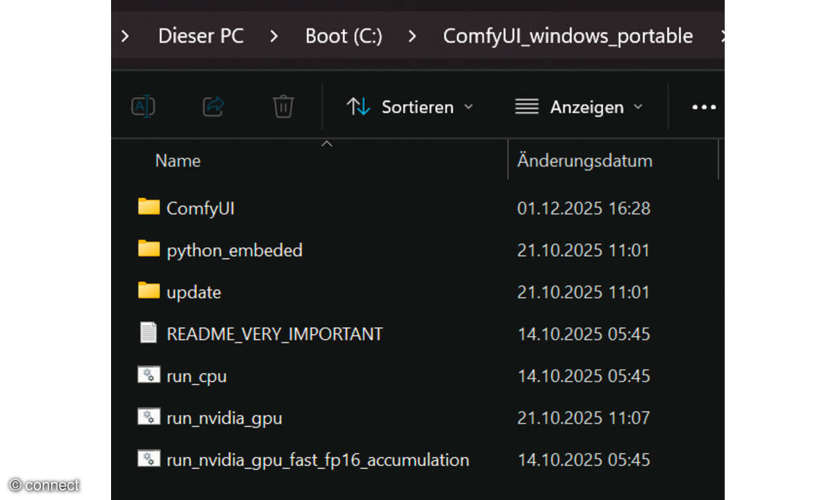 comfyUI: Screenshot Ordnerstruktur