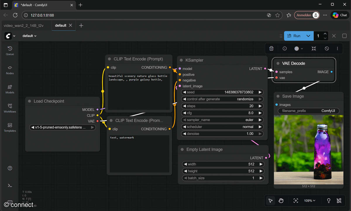 comfyUI: Text-zu-Bild-Kreation starten