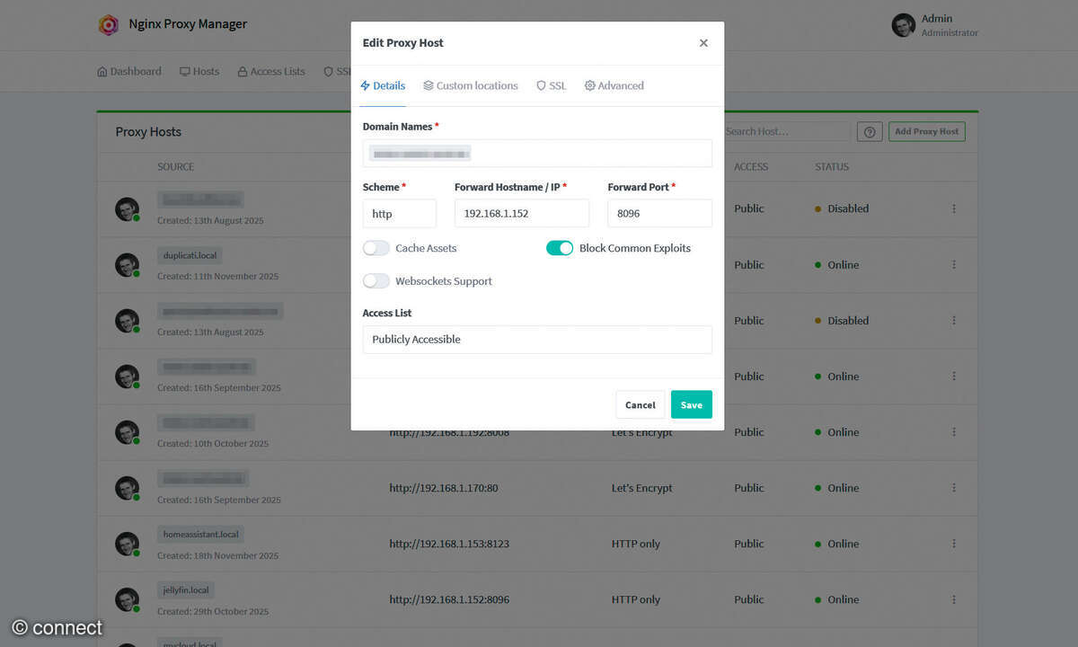 ZimaOS: Screenshot Nginx