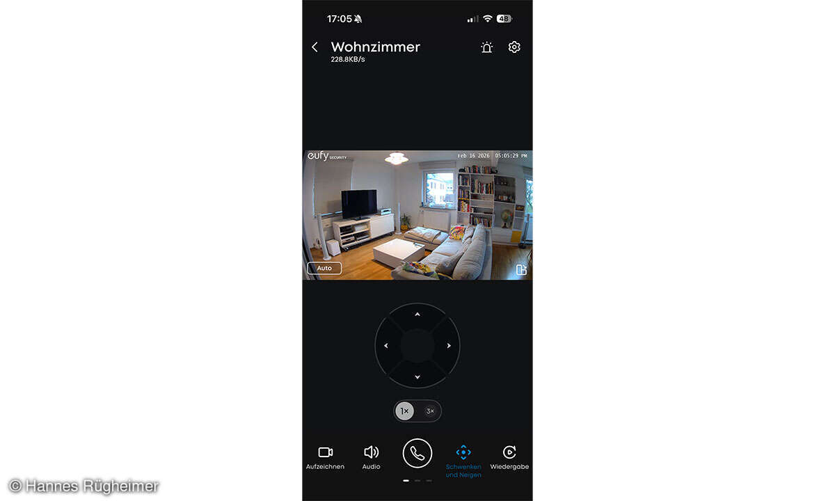 Eufy Innenkamera S350 im Test: App Screenshot