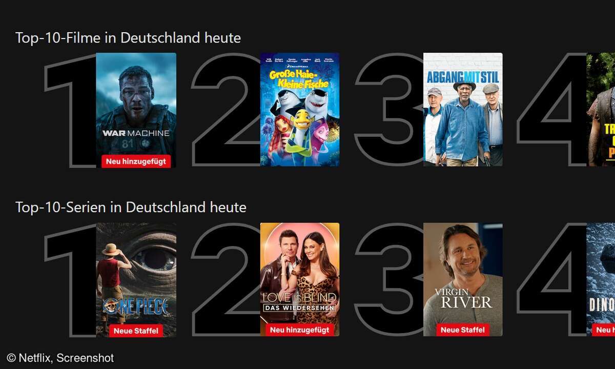 Die aktuellen Top 10 auf Netflix.