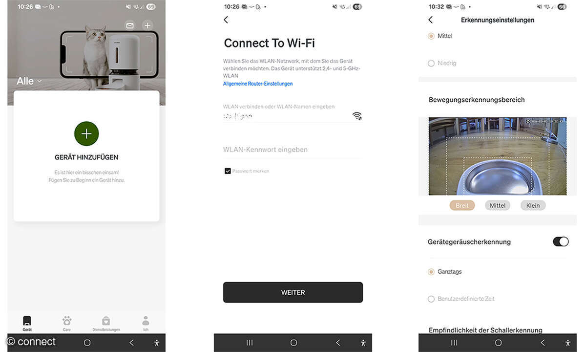 Granary Smarter Futterautomat mit Kamera im Praxistest: Screenshots Einrichtung