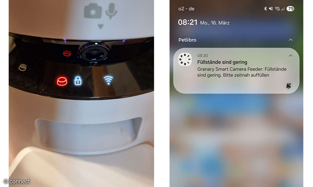 Granary Smarter Futterautomat mit Kamera im Praxistest: Screenshot App, Symbol mam Gerät