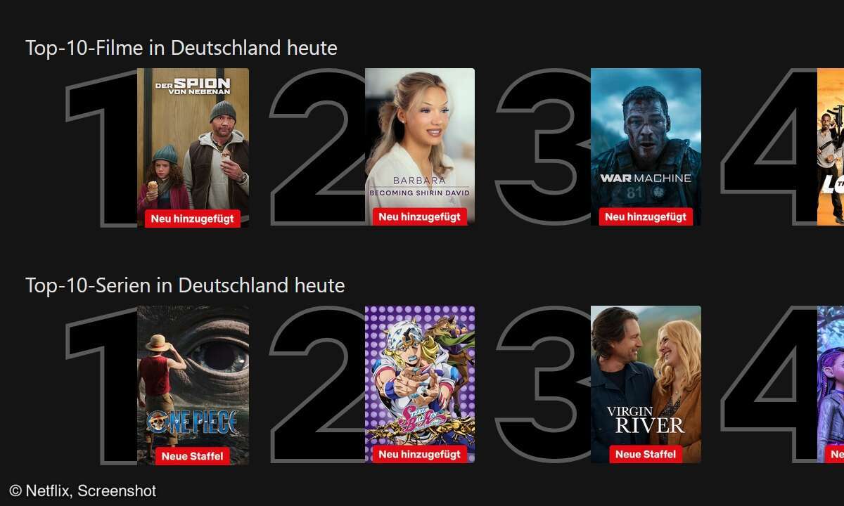 Die aktuellen Top 10 auf Netflix.