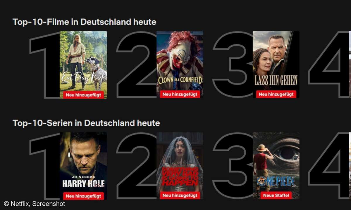 Die aktuellen Top 10 auf Netflix.