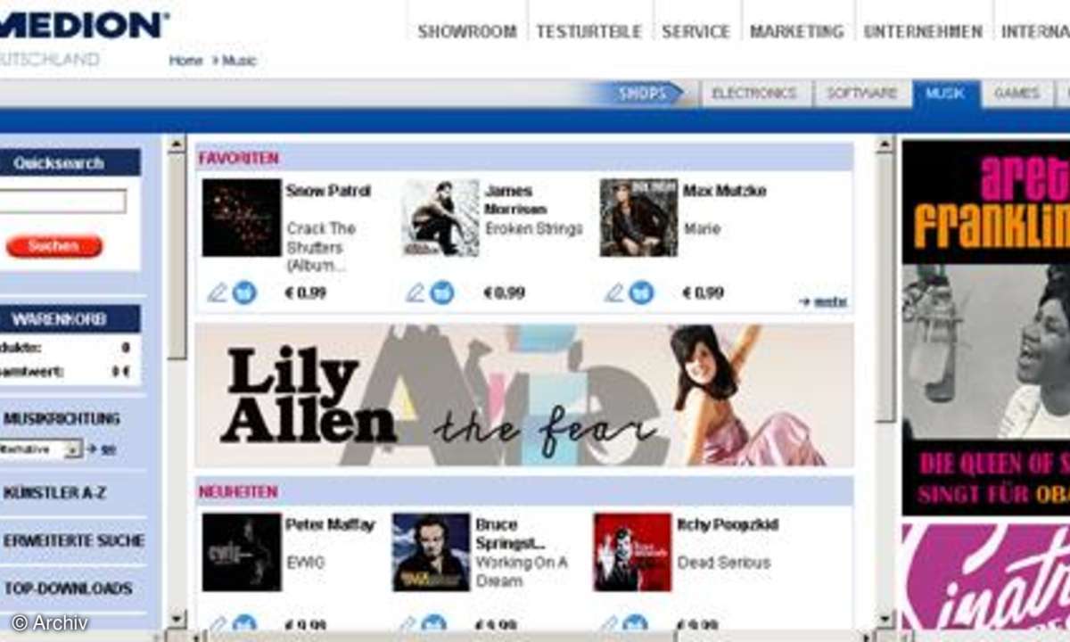 Musikshops im Internet