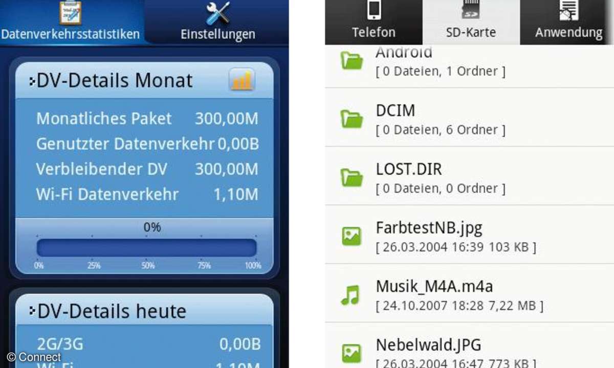 Ideos X3 Traffic Monitor und Datei-Browser