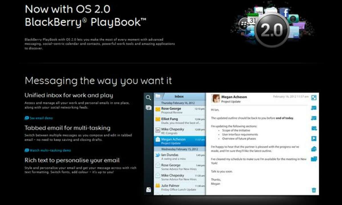 Ab sofort zu bekommen: Blackberry Playbook 2.0