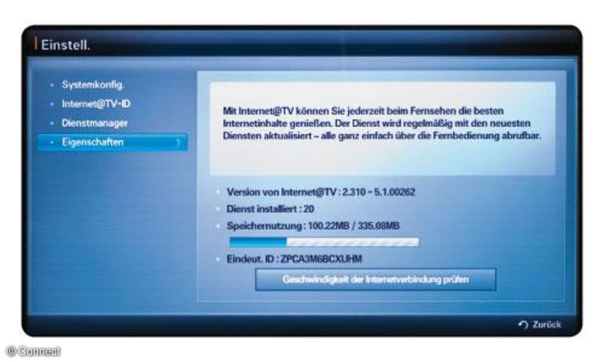 Internet-TV von Samsung - Einstellungsmenü