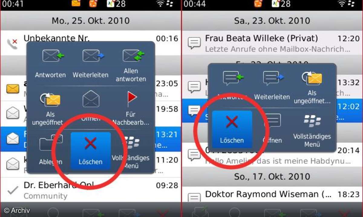Schwierig: Die Kontext-Menüs, die sich per Druck auf das optische Trackpad oder langes drucken auf einen Eintrag öffnen, sind unterschiedlich sortiert