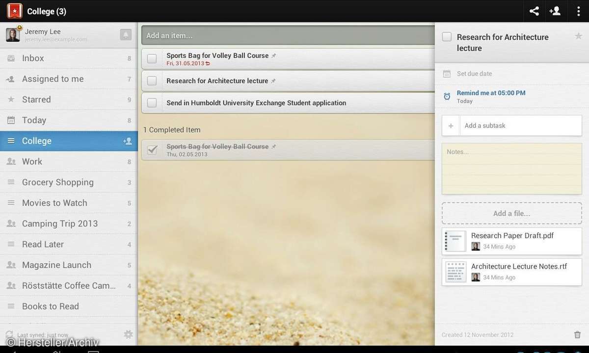 Wunderlist - Aufgabenliste