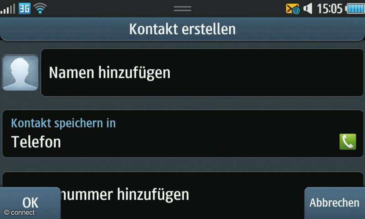 Bada-Screen Kontakt erstellen