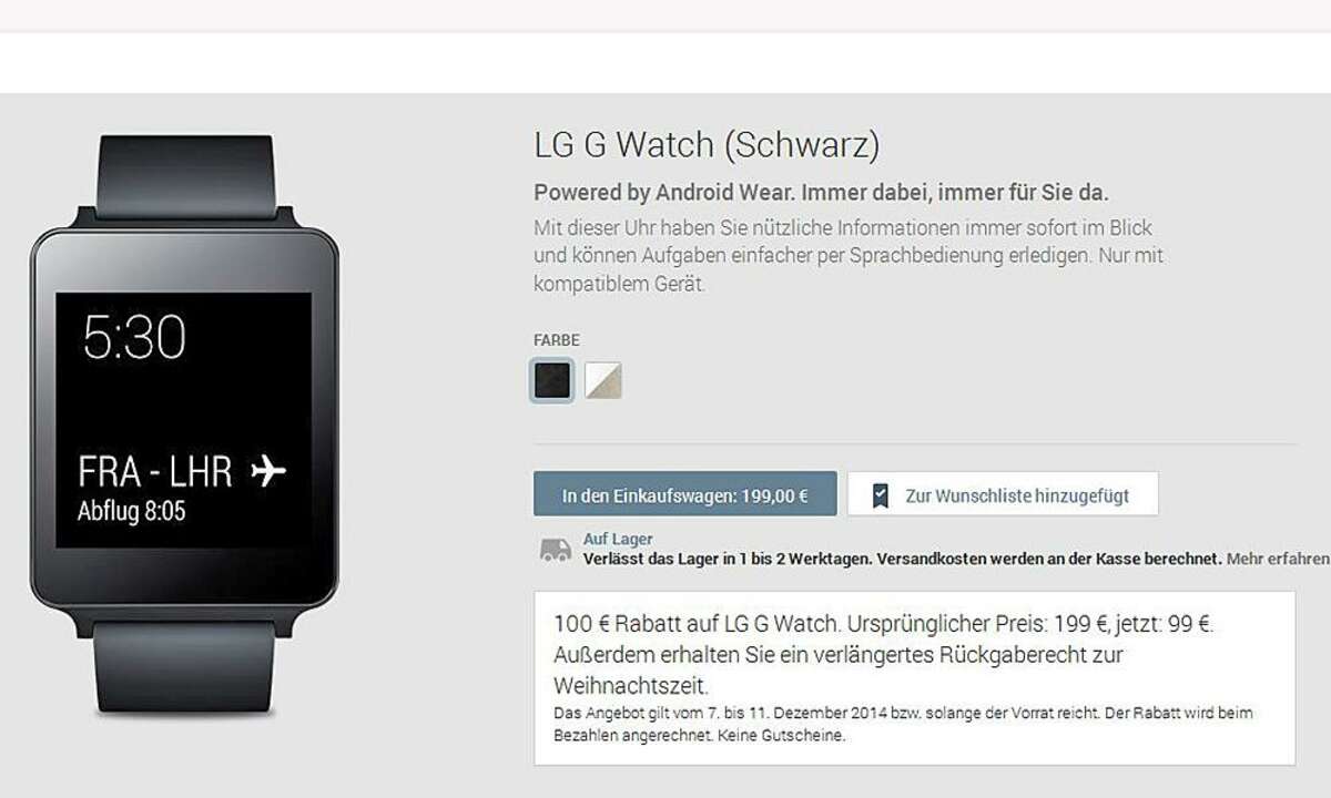 Google Play - LG G Watch Aktion