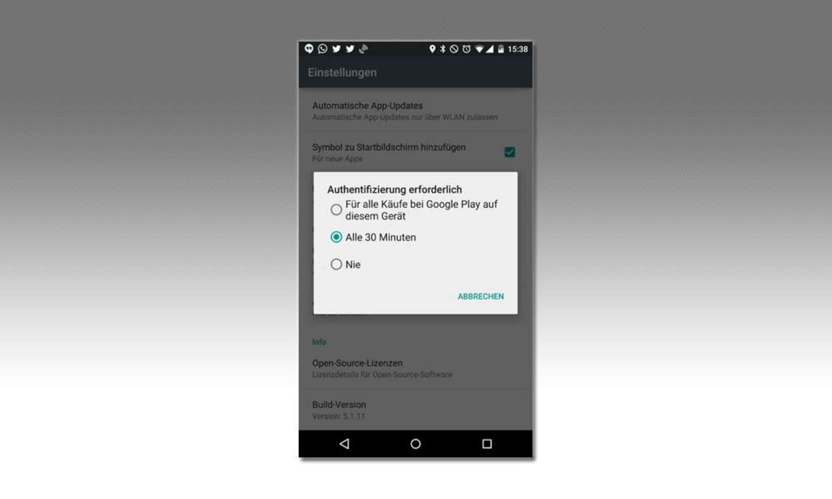 Google Play Store Passwort abfragen