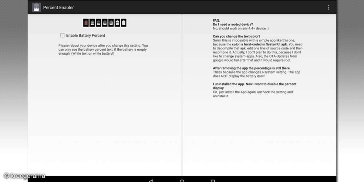 Akku-Prozentanzeige in Android