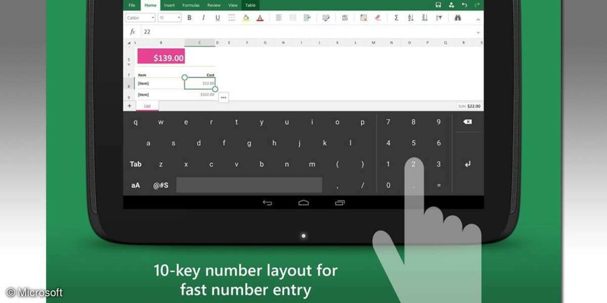 Keyboard for Excel
